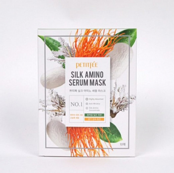 PETITFEE Лифтинг-маска для лица с протеинами шелка Silk Amino Serum Mask 23мл - фото и картинки