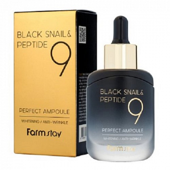 FarmStay Сыворотка с комплексом из 9 пептидов Black Snail & Peptide9 Perfect Ampoule, 35 мл - фото и картинки