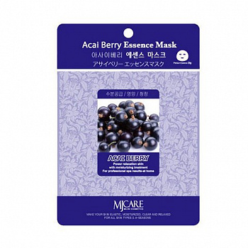MJ CARE Маска тканевая для лица Ягоды асаи Acai Berry Essence Mask, 23гр. - фото и картинки