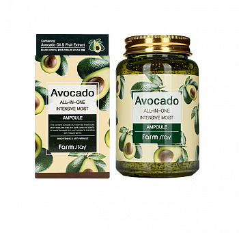 FarmStay Многофункциональная ампульная сыворотка с экстрактом авокадо Avocado All-In-One Intensive Moist Ampoule, 250 мл - фото и картинки