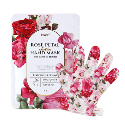 KOELF Маска-перчатки для рук РОЗА Rose Petal Satin Hand Mask, 16 гр