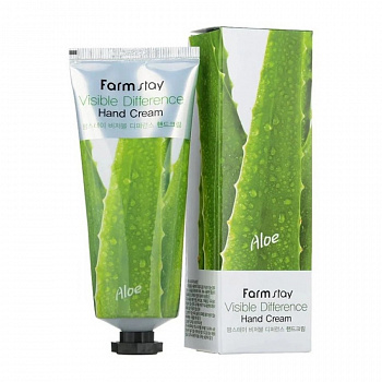 FarmStay Успокаивающий крем для рук с экстрактом алоэ Visible Difference Hand Cream Aloe Vera, 100 мл - фото и картинки