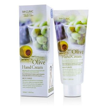 3W CLINIC Увлажняющий крем для рук с экстрактом оливы Moisturizing Olive Hand Cream, 100мл - фото и картинки